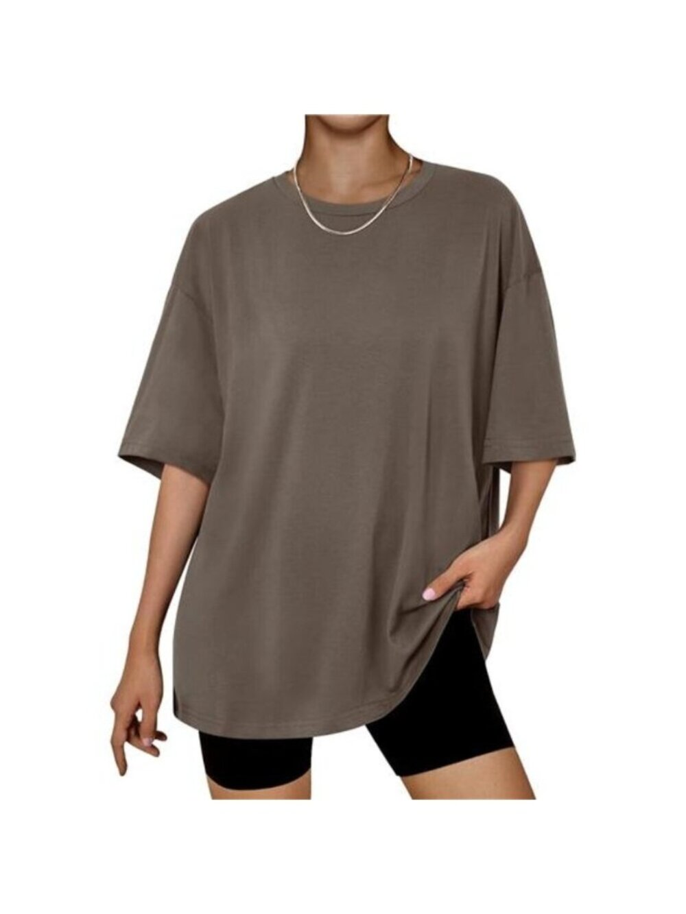 Womens Oversized Summer T Shirts Business Casual Dressy Shorts Brown